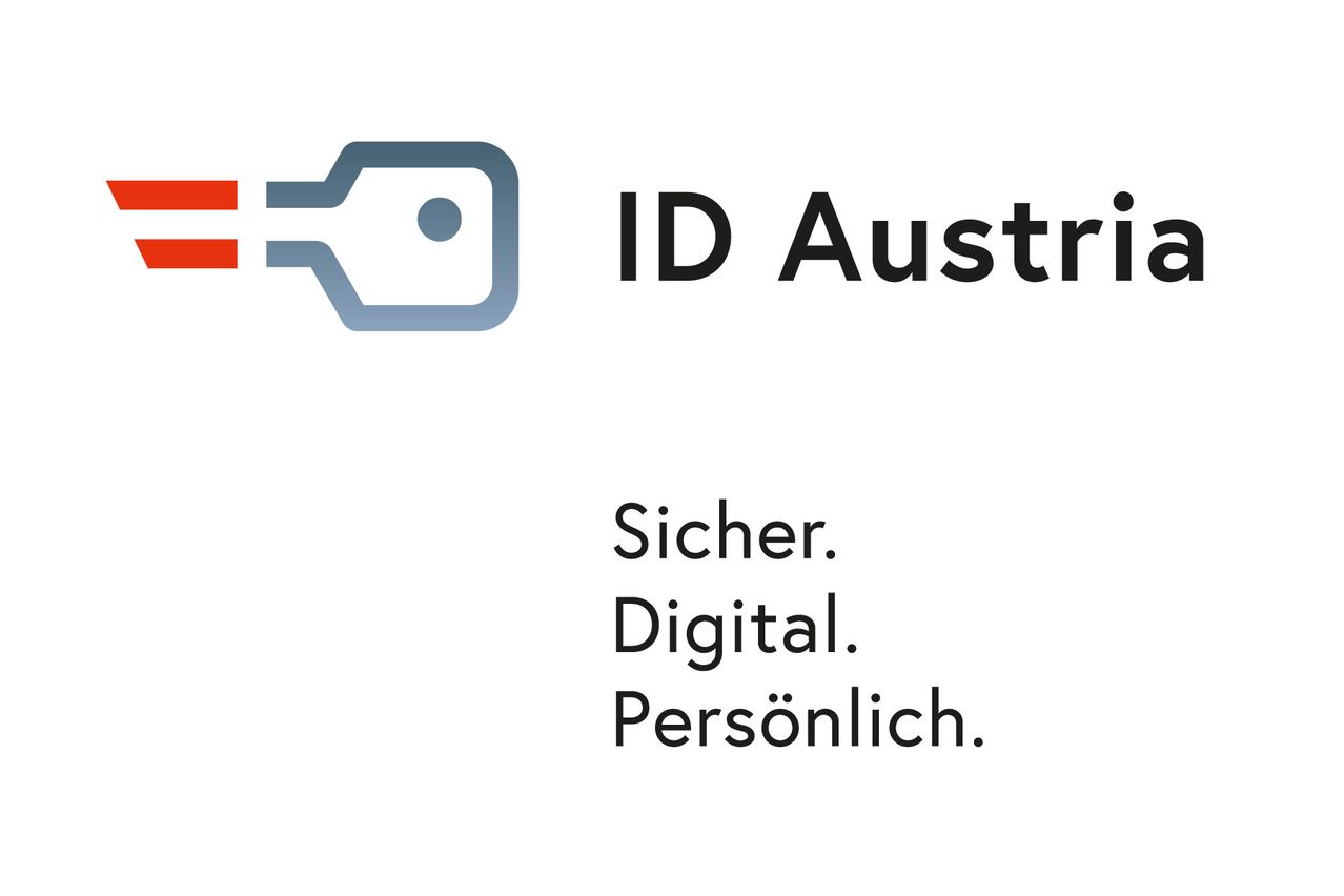 Das Logo für ID Austria mit einem sicheren digitalen Symbol und den Worten 'Sicher. Digital. Persönlich.' darunter.