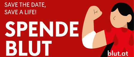 Ein Plakat bewirbt eine Blutspendeveranstaltung in Gattendorf am 12.07.2026. Zeiten sind 09:00-12:00 und 13:00-14:30. Kontaktdaten und QR-Code sind angegeben.