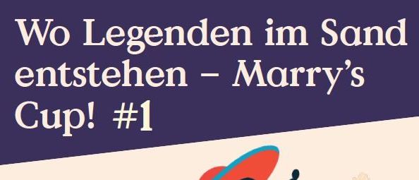 Plakat für das 9-Meter-Fußball-Strandturnier mit einer tanzenden Frau, mit Angaben zu Datum, Startzeit und Eintrittsgebühr.