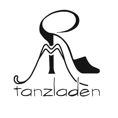 Ein stilisiertes Logo mit dem Buchstaben 'R' in Form eines hochhackigen Schuhs mit dem Text 'Tanzladen' darunter.