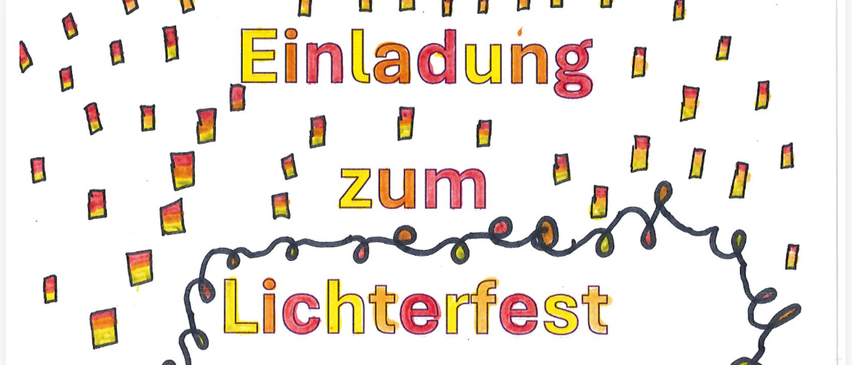 Ein Einladungsposter für das 'Zum Lichterfest'-Event von Kindergarten und Volksschule Mettersdorf. Es findet am Freitag, 21. November 2025, um 17:30 Uhr statt. Der Eintritt schließt um 17:00 Uhr. Die Veranstaltung findet in der Mettersdorfer Kultur- und Sporthalle statt. Vor Beginn der Aufführung können Besucher die Buchausstellung des Elternvereins in der Halle erkunden.