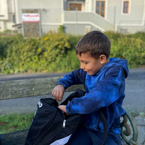 Person, Photography, Portrait, Sitting, Coat, Boy, Child, Male, Pants, Bag
