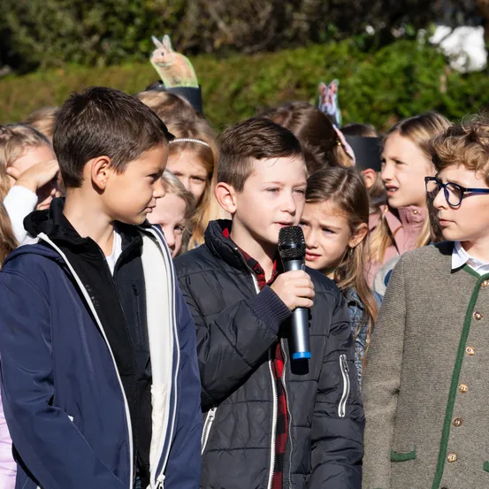 Microphone, Person, Child, Female, Girl, Coat, Crowd, Face, People, Boy