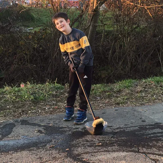 Pants, Person, Photography, Portrait, Boy, Child, Male, Tree, Axe, Grass