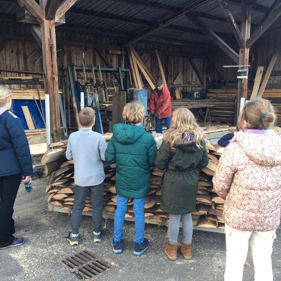 Bild enthält, Wood, Pants, Coat, Jacket, Child, Female, Girl, Person, People, Boy