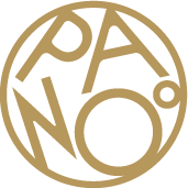 Das Bild zeigt ein kreisförmiges Logo mit 'PAN' im oberen Halbkreis und 'NO' im unteren Halbkreis, dargestellt in einer stilisierten Schrift auf schwarzem Hintergrund.