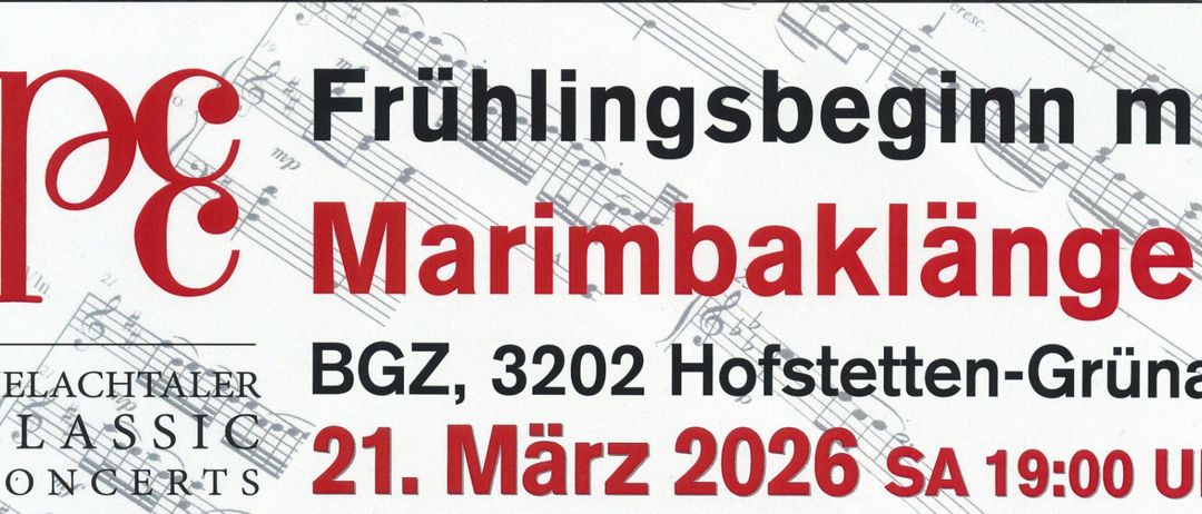 Plakat für ein klassisches Musikkonzert von Lucid Duo, mit Irene Manolova und Tomasz Golinski, mit Musik von Bach, Schubert, Rachmaninoff, Ravel, Habl und Golinski. Die Veranstaltung umfasst neue Musik und Live-Marimbas und findet am 21. März 2026 statt.