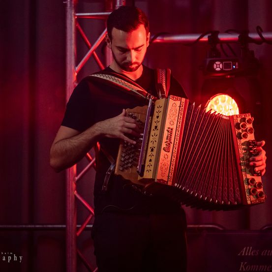 Bild enthält, Adult, Male, Man, Person, Musical Instrument, Face, Head, Accordion