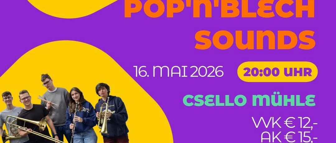 Der Musikverein OsliP präsentiert Pop 'n' Blech Sounds am 16. Mai 2026 um 20:00 Uhr in der Cello Mühle. Tickets online erhältlich.