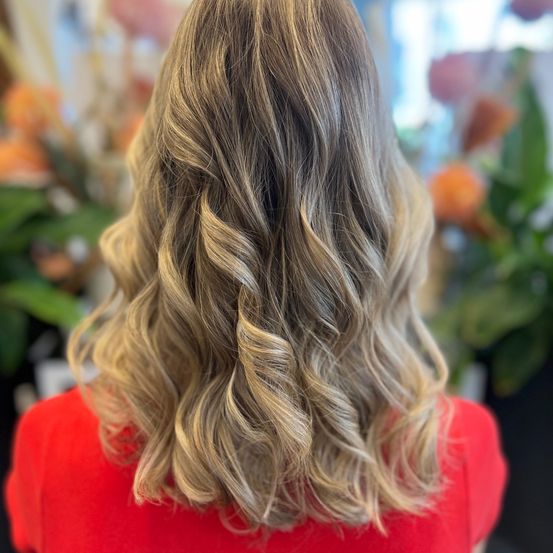 Bild enthält, Hair, Highlighted Hair, Person, Adult, Female, Woman, Blonde, Head