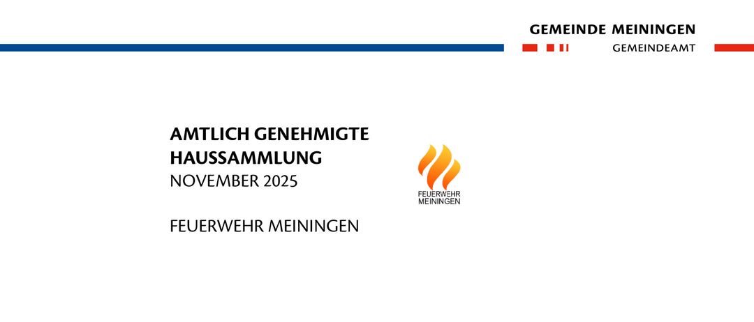 Amtlich genehmigte Haussammlung, November 2025, mit Logo der Freiwilligen Feuerwehr Meiningen.