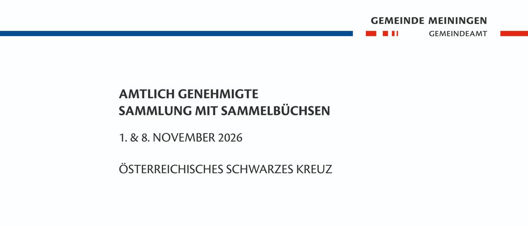 Amtlich genehmigte Sammlung mit Sammelbüchsen am 1. und 8. November 2026, organisiert von Osterreichisches Schwarzes Kreuz.
