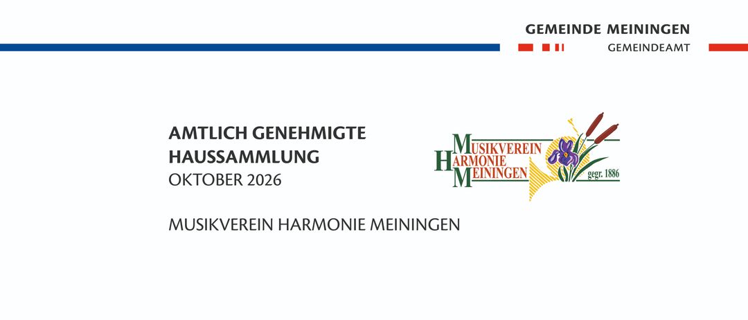 Amtlich genehmigte Haussammlung im Oktober 2026 vom Musikverein Harmonie Meiningen.