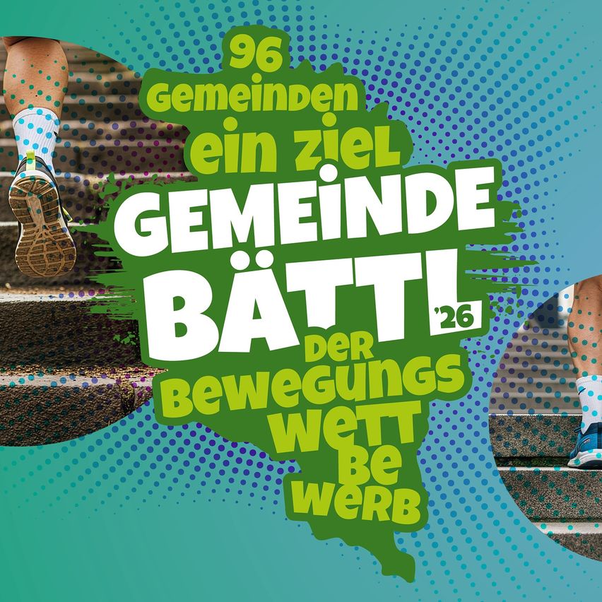 A green poster shows a foot ascending steps with text '96 communities a goal' and 'Communities Battl'. The poster is on a blue background.