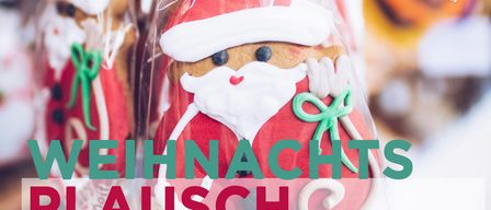 Werbung für eine Weihnachtsveranstaltung mit Lebkuchen, Weihnachtsmanngesichtern und einem Buch. Es wird Punsch und Kekse geben. Datum: Donnerstag, 11.12.2025. Zeit: 16:30-20:00 Uhr.