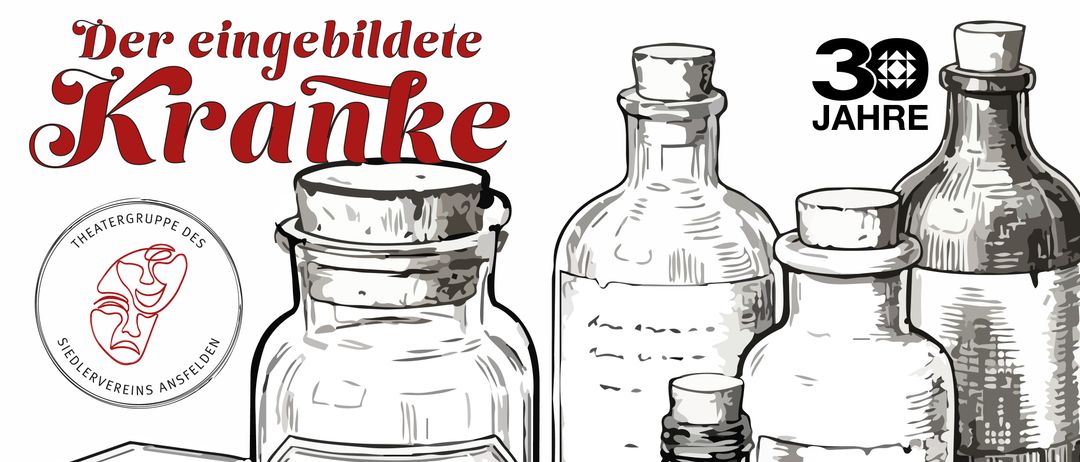 Eine Illustration zeigt zwei Glasflaschen und ein kleines Fläschchen, alle mit Korken verschlossen. Über den Flaschen steht das Wort 'Bildete' in stilisierten roten Buchstaben.