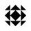 Anton Bruckner Centrum-Logo. Ein schwarzes und weißes geometrisches Muster zeigt ein zentrales Quadrat, das von vier Dreiecken umgeben ist und ein symmetrisches Design erzeugt.