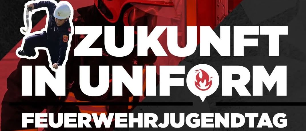 Ein Werbeplakat für den Zukunft in Uniform Feuerwehrjugendtag in der Marktgemeinde Ebendorf. Die Veranstaltung beinhaltet Geräteeinsatz, Fahrzeugschau, Jugendvorführung und vieles mehr. Ben Maruschek ist der Moderator.
