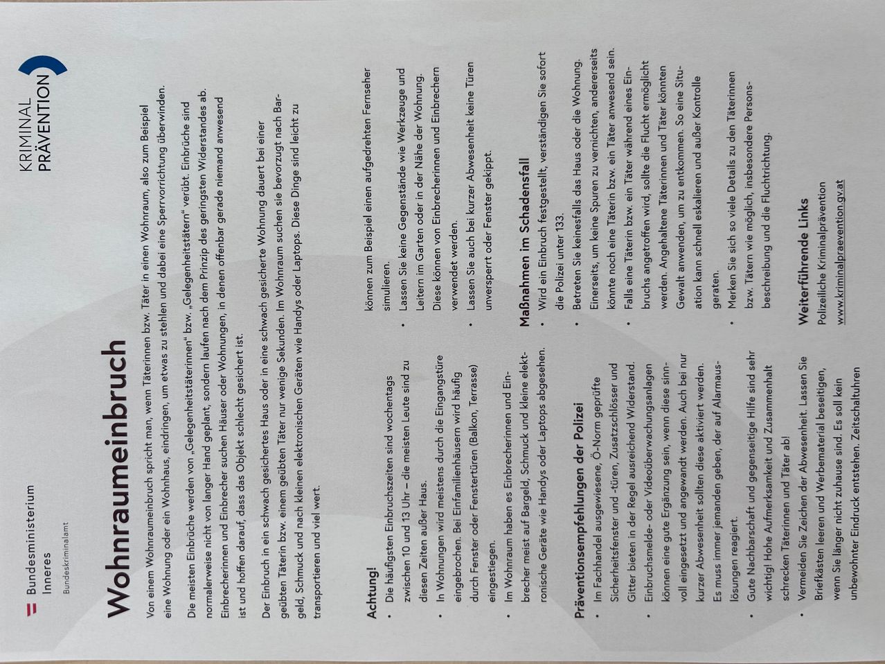 Ein Dokument mit Text auf Deutsch, das Anweisungen und Warnungen für die Verwendung eines Produkts enthält, möglicherweise in Bezug auf Sicherheit oder Handhabung. Der Text ist strukturiert mit Überschriften und Aufzählungspunkten.