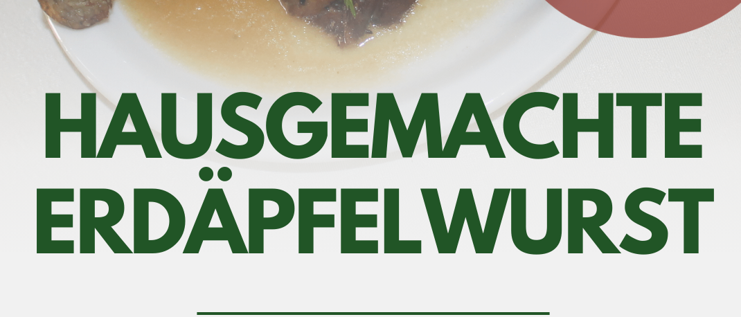 Ein Bild zeigt ein Würstelgericht mit grüner Garnierung. Der Text lautet 'HAUSGEMACHTE ERDÄPFELWURST' und ein Datum 'SAMSTAG, 31. JÄNNER 2026' mit einer Zeit 'AB 11 UHR'. Der Ort ist 'AndersOrt Haus der Frauen' in St. Johann bei Herberstein.