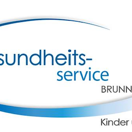 Das Bild zeigt das Logo für 'Gesundheits-service', einen Dienst für Kinder und Jugendliche in Brunn, mit einem blau-weißen Design.