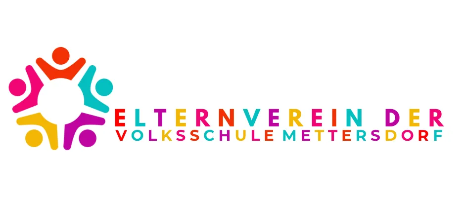 Das Logo des Seniorenvereins der Volksschule in Mettersdor zeigt farbenfrohe Illustrationen von Menschen.