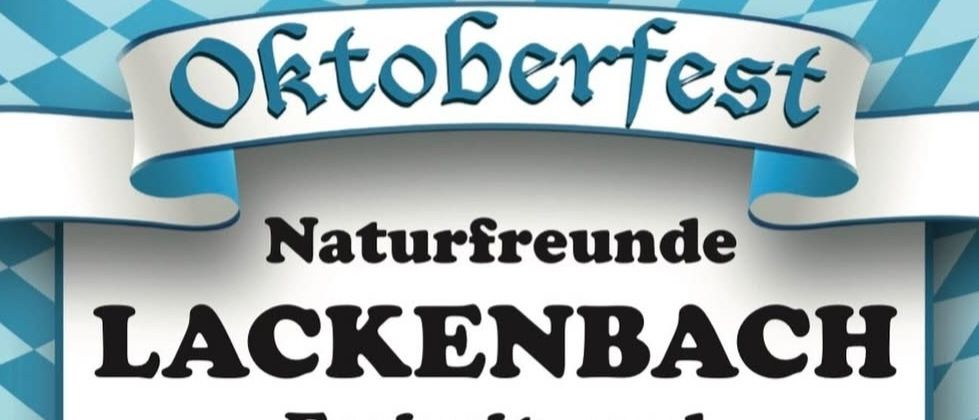 Plakat für Naturfreunde Lackenbach Veranstaltung am 11.10.2025. Einlass ab 18:00, Bieranstich um 19:00. Musik von 11er Blech. Eintritt ab 16 Jahren 7 EUR, jeder Gast erhält einen Stempel. Zeigt eine Brezel und zwei Bierkrügen.