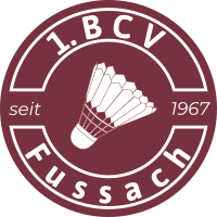 The logo for 1.BCV Fussach, established in 1967, featuring a badminton shuttlecock.
