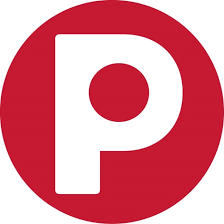Ein roter Kreis mit einem weißen Buchstaben P in der Mitte, wahrscheinlich ein Marken- oder Logo-Symbol.