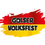 Das Golser Volksfest Logo zeigt einen roten und gelben Hintergrund mit schwarzem Umriss. 'GOLSER' steht in fetten weißen Buchstaben oben, und 'VOLKSFEST' in fetten schwarzen Buchstaben unten.