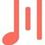 Musikschule Wienerwald Süd-Logo. Vier orangefarbene Musiknoten auf weißem Hintergrund. Drei sind ganze Noten und eine ist eine kürzere Note.
