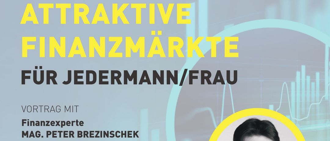 Flyer für einen Vortrag von Finanzexperte Mag. Peter Brezinschek am 8. Oktober 2025, um 19:30. Eintritt frei. Veranstaltung im Pfarr.Kultur.Saal Absdolf.