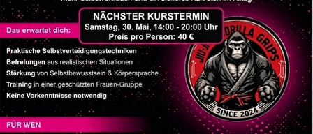 Selbstverteidigungskurse für Frauen. Lerne, dich zu schützen - körperlich & mental. Praktische Selbstverteidigungstechniken, Training in einer geschützten Frauengruppe. Keine Vorkenntnisse nötig. Für alle Levels. Jetzt anmelden.