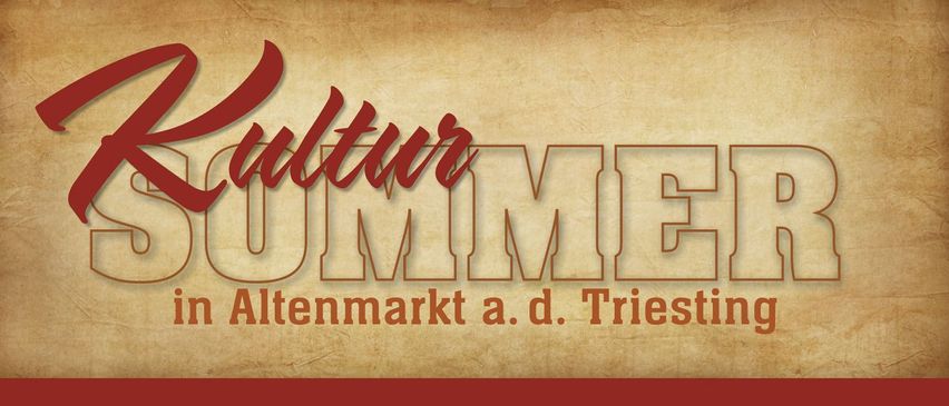 Veranstaltungsplakat für den Sommer in Altenmarkt. Es beinhaltet drei Veranstaltungen: ein Kirchweihfest, eine Aufführung von Heinz Erhardt und eine Aufführung von Jorg Schneider.