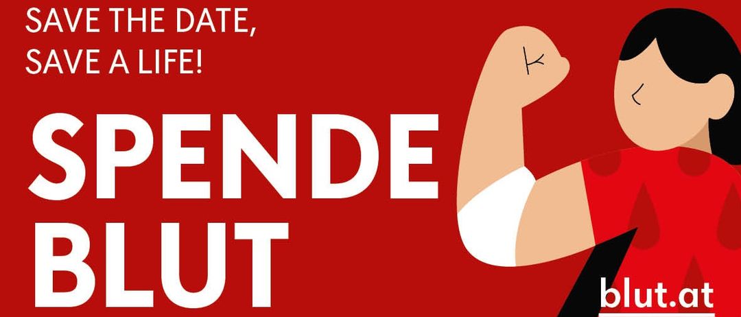 Plakat für Blutspende-Veranstaltung am 06.09.2026 in der Feuerwehr Hafnerberg. Zeiten: 10:00-13:00 und 14:00-17:30. QR-Code für Terminbuchung.