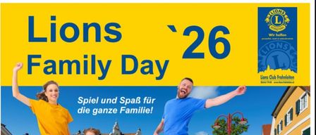 Plakat für die Familienveranstaltung am 19. September 2026, zeigt eine Familie, die in der Luft springt, mit einem Stadtplatz im Hintergrund. Die Veranstaltung umfasst Kinderspiele, Familienwettbewerbe und ChaCha B.A.S.