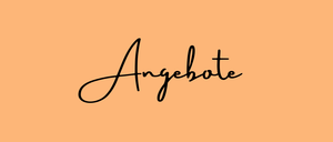 Ein pfirsichfarbener Hintergrund mit dem Wort 'Angebole' in kursiver schwarzer Schrift geschrieben.