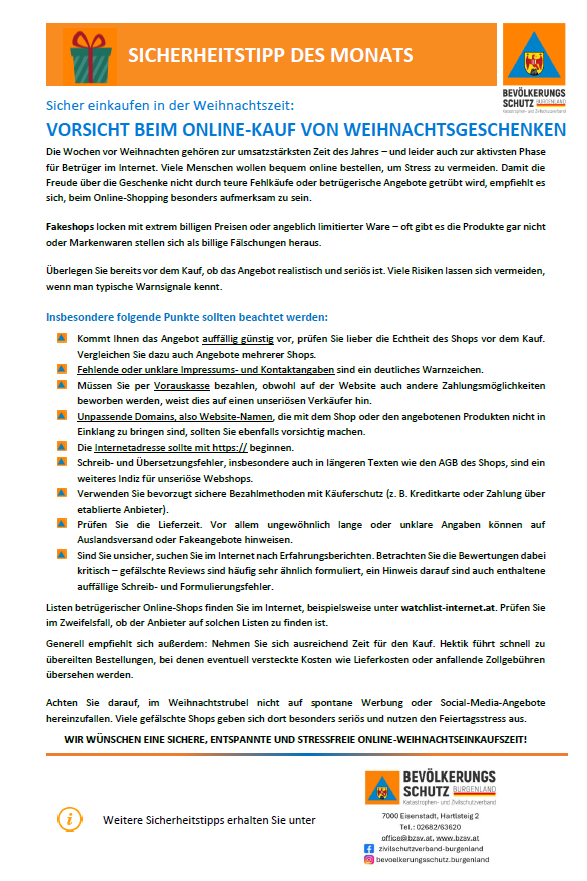 Die Wochen vor Weihnachten gehören zur umsatzstärksten Zeit des Jahres - und leider auch zur aktivsten Phase für Betrüger im Internet. Viele Menschen wollen online bestellen, um Stress zu vermeiden. Damit die Freude über die Geschenke nicht durch teure Fehlkäufe oder betrügerische Angebote getrübt wird, empfiehlt es sich, beim Online-Shopping besonders aufmerksam zu sein.