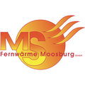 Das Logo von MS Fernwärme Moosburg GmbH zeigt eine Sonne mit Strahlen und den Buchstaben MS in fetter gelber und roter Schrift.