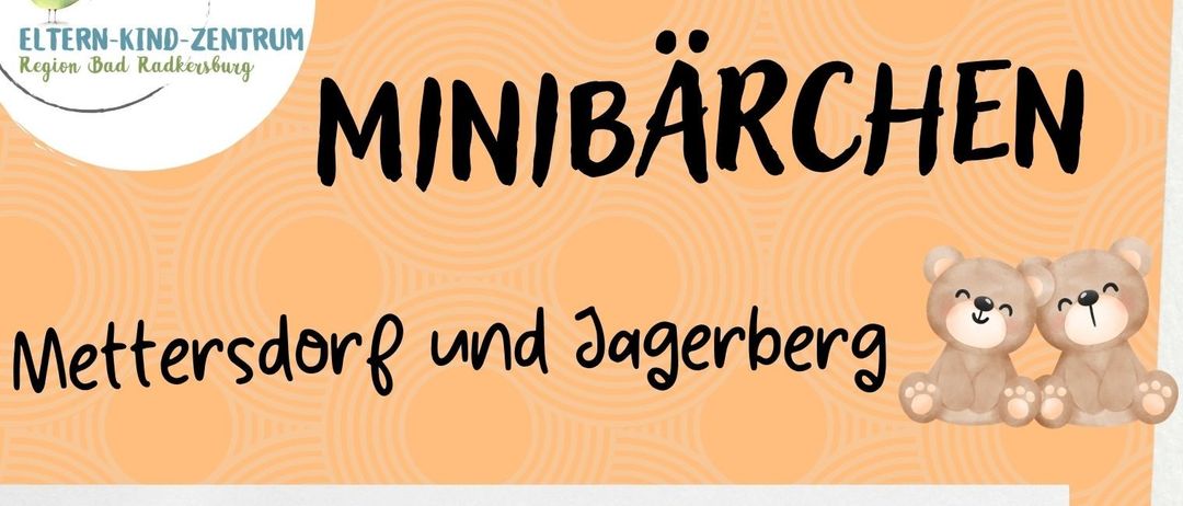 Ein Bild der "MiniBärchen" eine Eltern-Kind-Spielgruppe mit einer Gruppe von Menschen auf dem Boden sitzend mit Babys. Details zur Gruppe sind aufgeführt.