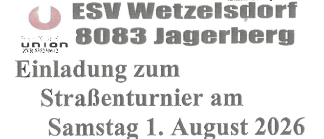 Einladung zum Straßenfest am Samstag, 1. August 2026. Anmeldung bis 24. Juli 2026. Das Fest beginnt um 11:00 Uhr mit lokalen kulinarischen Spezialitäten. Der Eintritt ist frei.