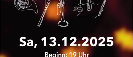 Plakat für eine Musikveranstaltung am 13. Dezember 2025 um 19 Uhr. Die Veranstaltung findet im Volkshaus Frohnleiten statt, geleitet von Johann Hirzberger. Der Eintritt ist freiwillig. Türöffnung um 18:15 Uhr.