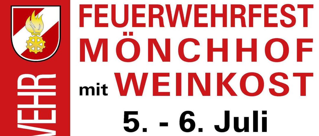 Monchhof mit Weinkost vom 5. bis 6. Juli. Samstag, 5. Juli, 20:00 Uhr: Tanzunterhaltung mit der Gruppe „Seewinkel Blech“. Sonntag, 6. Juli, 10:00 Uhr: Feldmessung mit Fahrzeugsegnung des neuen KDO, anschließend Frühschoppen mit dem BMW Monchhof. 17:00 Uhr: Tanzunterhaltung mit den „Monchhofer Dorfmusikanten“. Kinderprogramm am Sonntag: Hüpfburg, Karussell, Kindertheater, Zauberer ab 16 Uhr. Für Speisen und Getränke ist gesorgt. Gute Unterhaltung wünscht die FF-Monchhof!