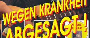 Ein Plakat für Robert Knapp und Band mit einem Mann, der Gitarre spielt. Die Veranstaltung wird wegen Krankheit abgesagt. Geplant für den 08. November 2025 um 19 Uhr in der Kleinkunstbuhne, Hauntplatz 48.