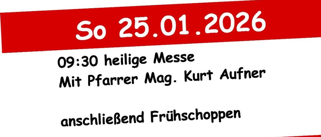 Plakat für den Kirchtag der Freiwilligen Feuerwehr Punitz am 25.01.2026. Beginn um 09:30 mit einer heiligen Messe durch Pfarrer Mag. Kurt Aufner, anschließend Brunch. Ort: Dorfzentrum Punitz. Tischreservierungen vom 19.01.-23.01. unter: 0664/133 57 01.