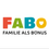 Das FABO-Logo mit dem Wort 'Familie als Bonus' in fetter schwarzer Schrift, stilisiert mit einem Herzsymbol anstelle des Buchstabens 'O'. Die Buchstaben sind in verschiedenen Farben, wobei das Wort 'FA' rot, 'B' blau und 'O' gelb ist.