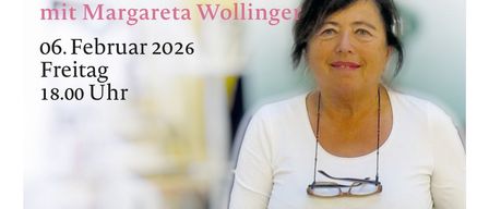 Eine Frau hält ein Buch in der Hand und lächelt in die Kamera. Der Text lautet: Fisch im Fasching - aus Bach und Teich, mit Margareta Wollinger, 6. Februar 2026, Freitag, 18:00 Uhr.