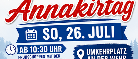Eine Anzeige für das 2. Wehr-Jubiläum am 26. Juli, Beginn um 10:30 Uhr in Wehr-Jabing. Aktivitäten umfassen einen Streichelzoo, Schießübungen, Bier, Grill, Kaffee und Kuchen.