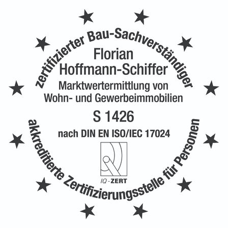 Zertifizierter Immobilienmakler Florian Hoffmann-Schiffer bietet Marketing von Wohn- und Gewerbeimmobilien an. Zertifiziert nach DIN EN ISO/IEC 17024 von IQ-ZERT als Zertifizierungsstelle für Personen.