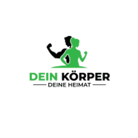 Das Logo zeigt eine Silhouette eines Mannes und einer Frau in grüner Farbe, mit dem Text 'Dein Körper' in Fettdruck und 'Deine Heimat' darunter.